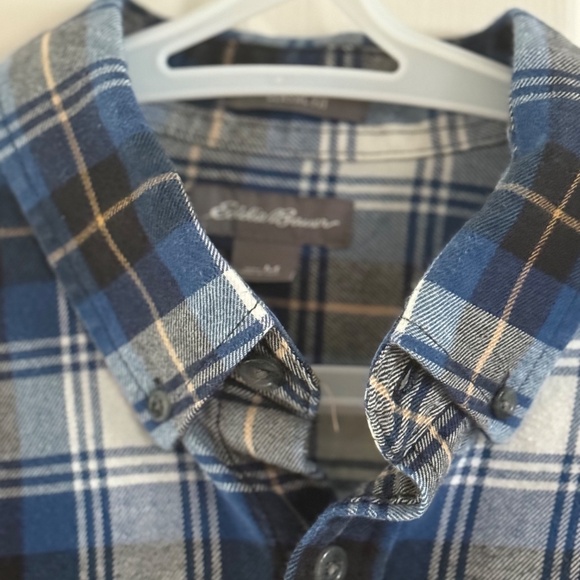 Eddie Bauer Men's Flannel Shirt Button Down Long Sleeve Blue Plaid Size M - Picture 6 of 8